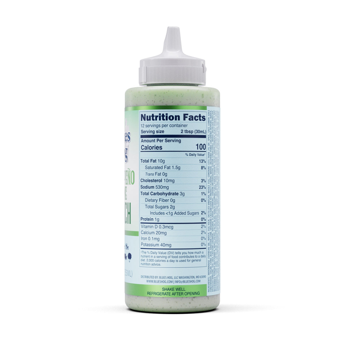 Blues Hog Jalapeno Lime Ranch Sauce nutrition panel