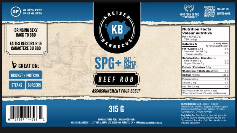 Kreiser BBQ SPG+ Beef Rub 315g