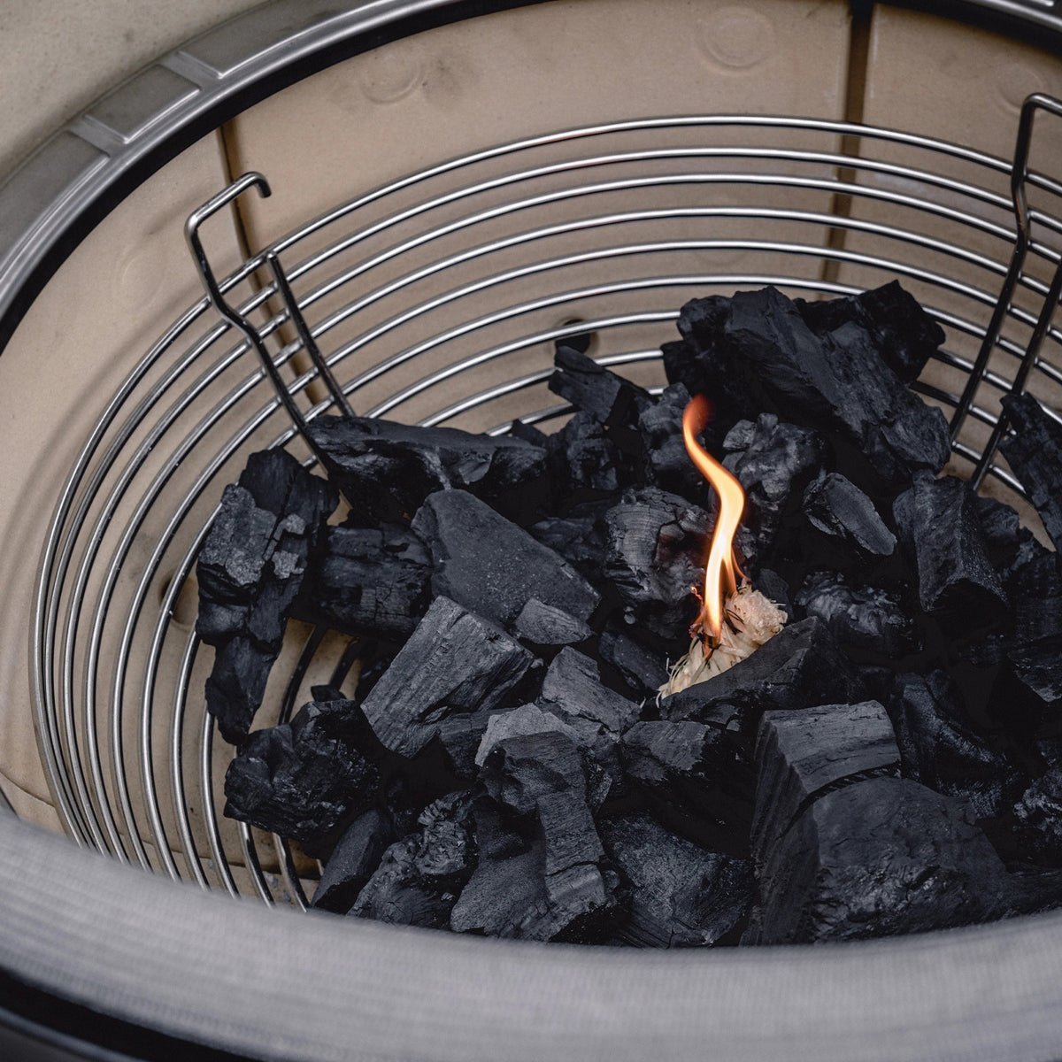 Kamado Joe Big Block Lump Charcoal in grill