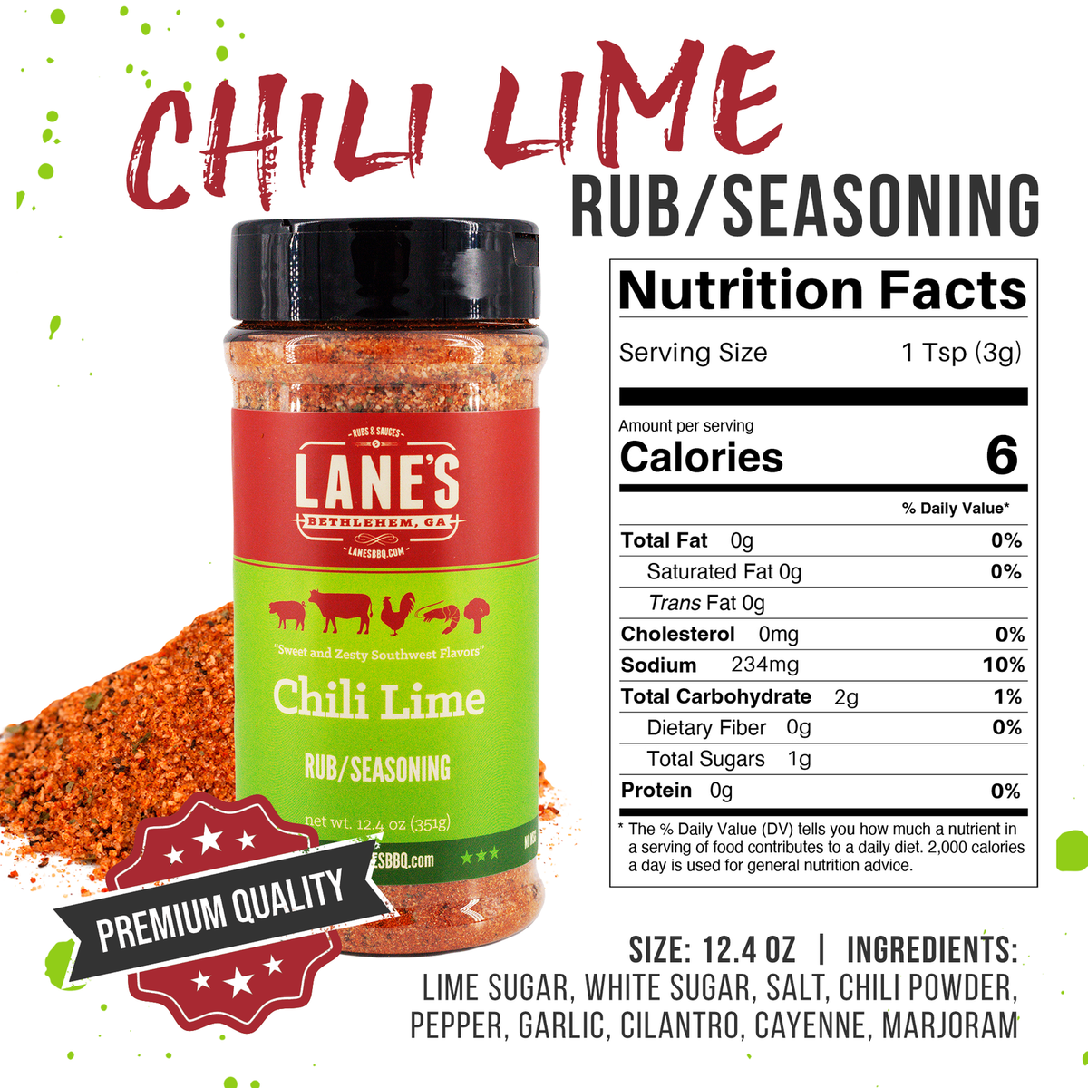 Lane's Chili Lime Rub 12oz