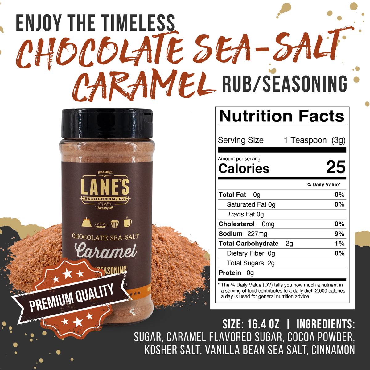 Lane's BBQ Chocolate Sea Salt Caramel Seasoning