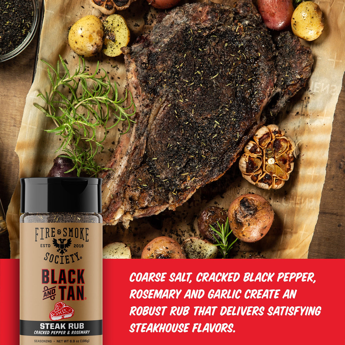 Fire & Smoke Black & Tan steak rub