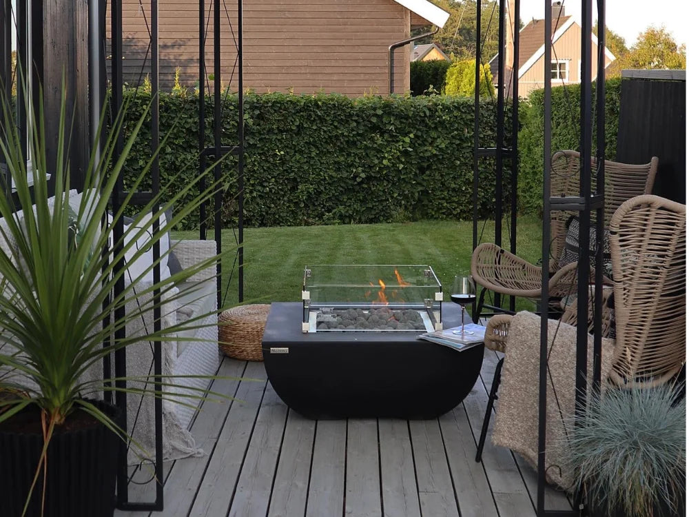 Elementi Aurora concrete fire table backyard