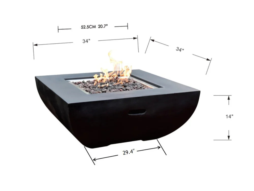 Elementi Aurora concrete fire table size