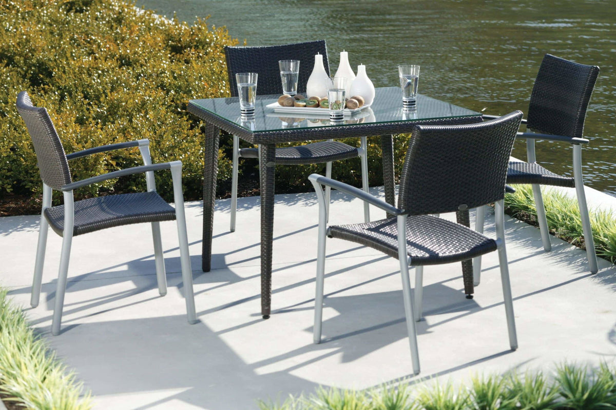 Ratana New Roma Stacking Arm Chair w/ Aluminum Arm