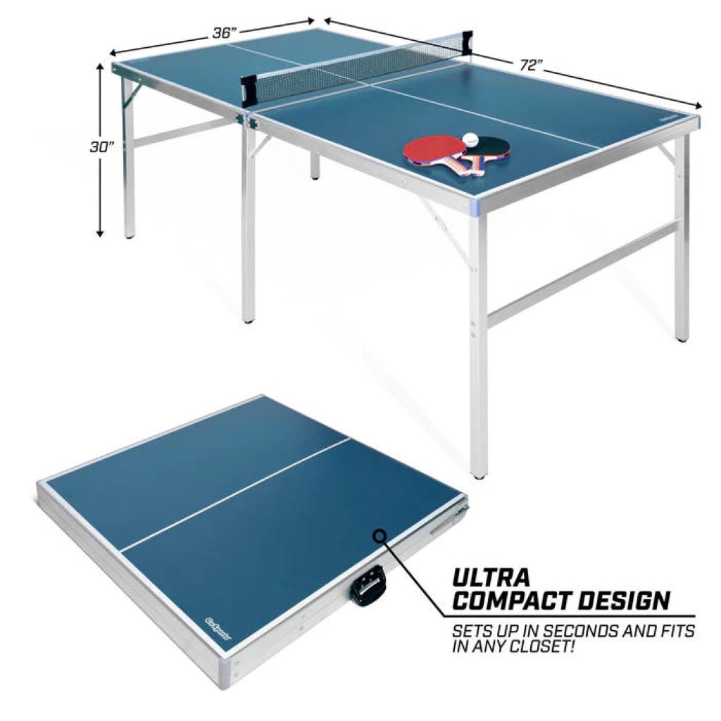 GoSports MidSize Indoor/Outdoor Table Tennis Game Set