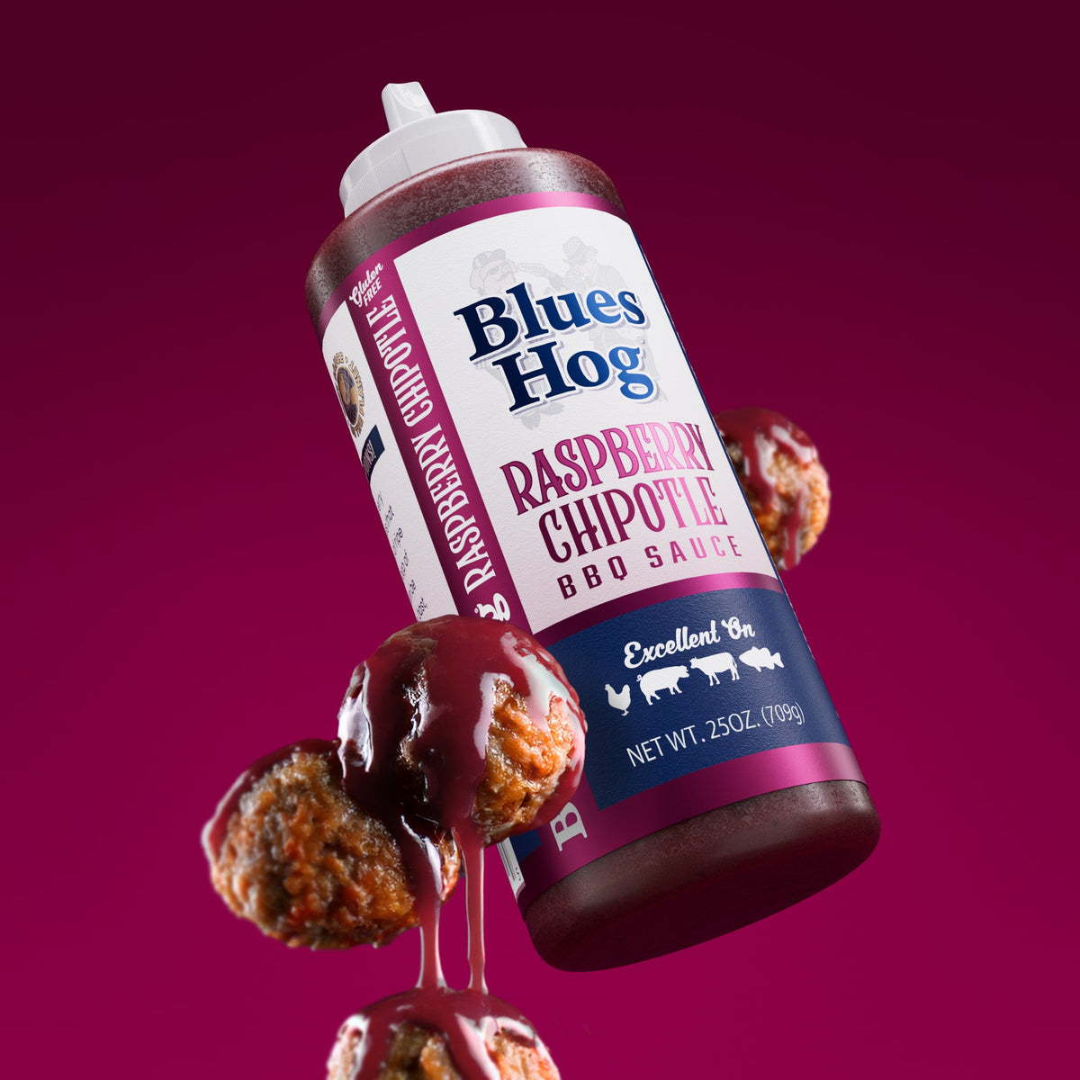 Blues Hog Raspberry Chipotle BBQ Sauce on food