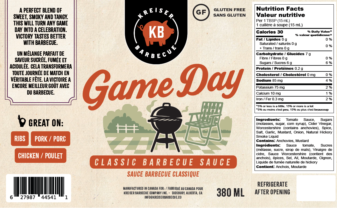 Kreiser Barbecue Game Day Sauce