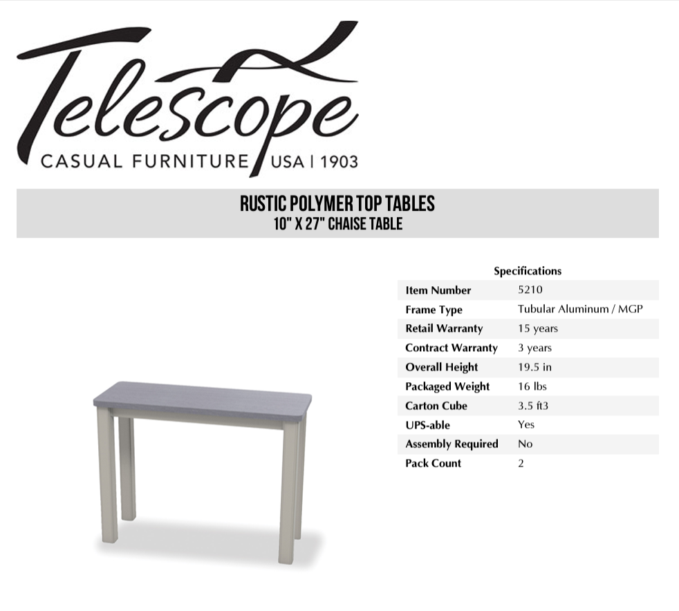 Chaise Table 10 x 27