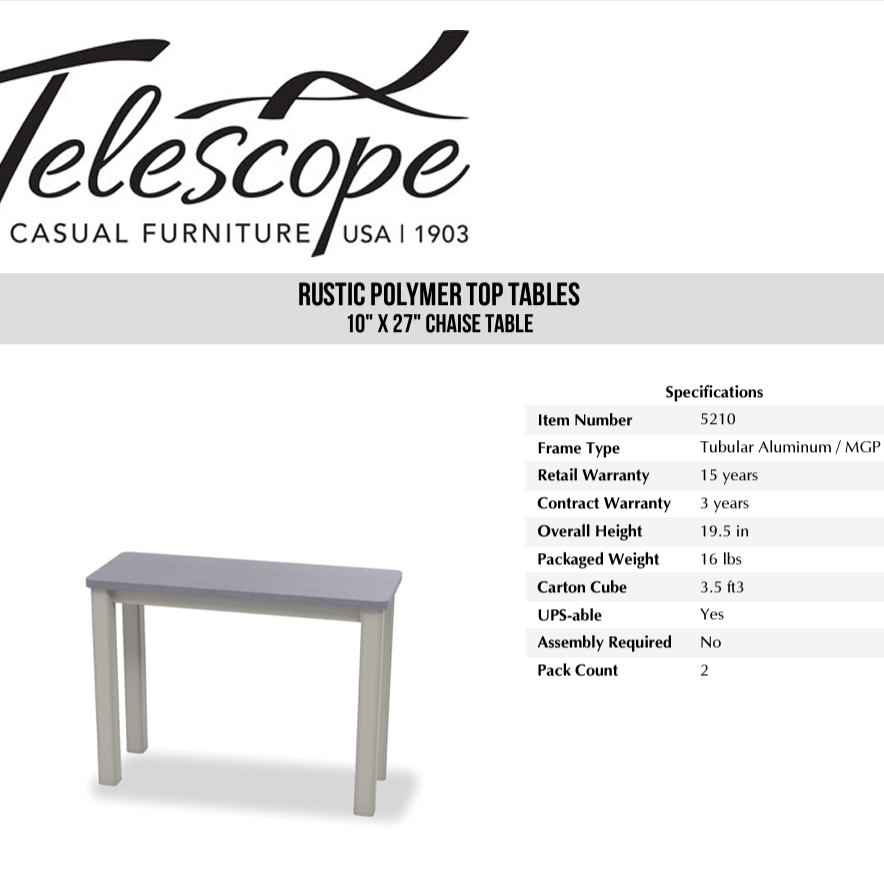 Chaise Table 10 x 27