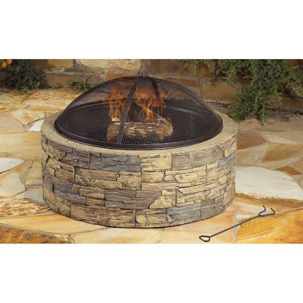 Shinerich 35in Cast Stone Fire Pit