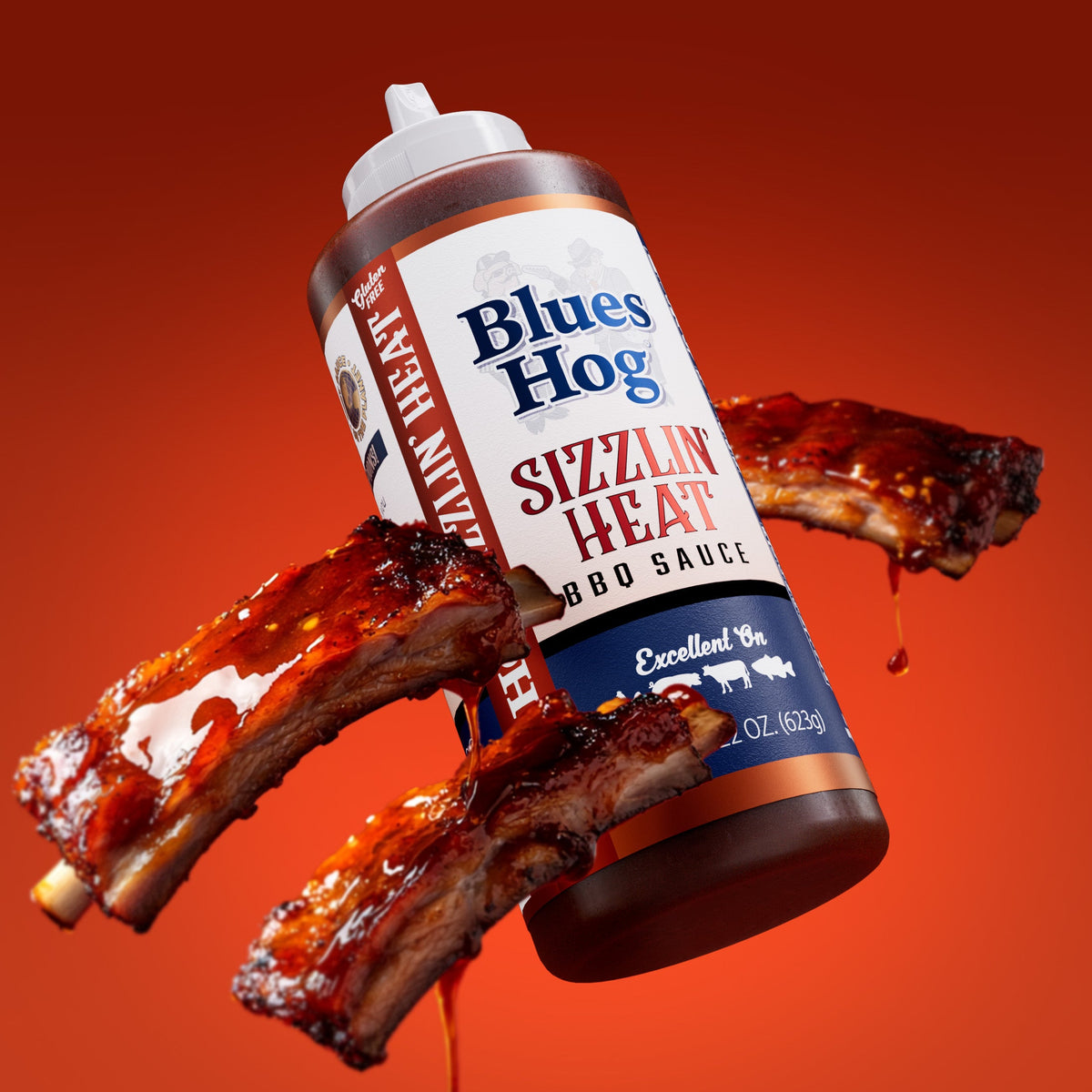 Blues Hog Sizzlin' Heat Sauce on food