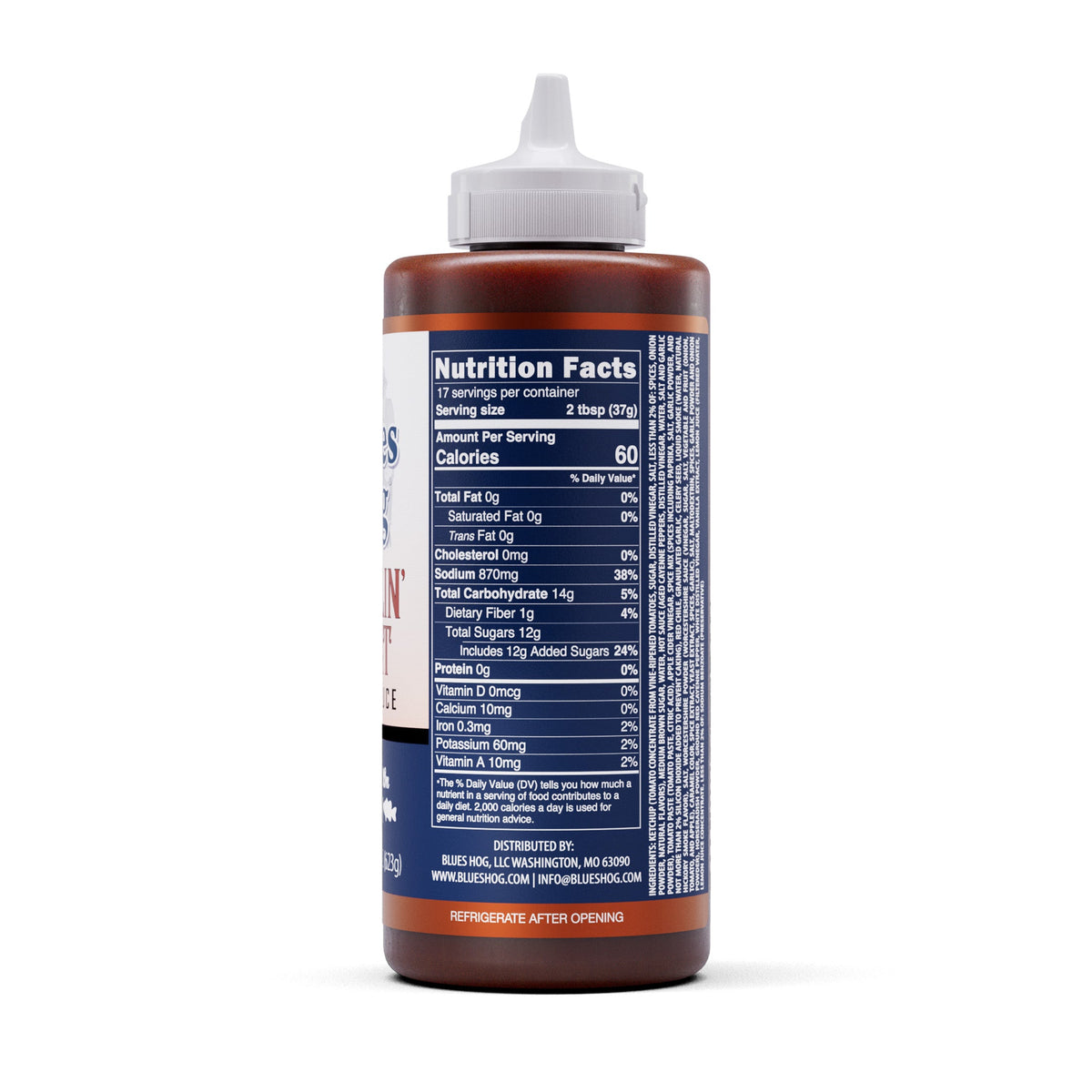 Blues Hog Sizzlin' Heat Sauce nutrition panel