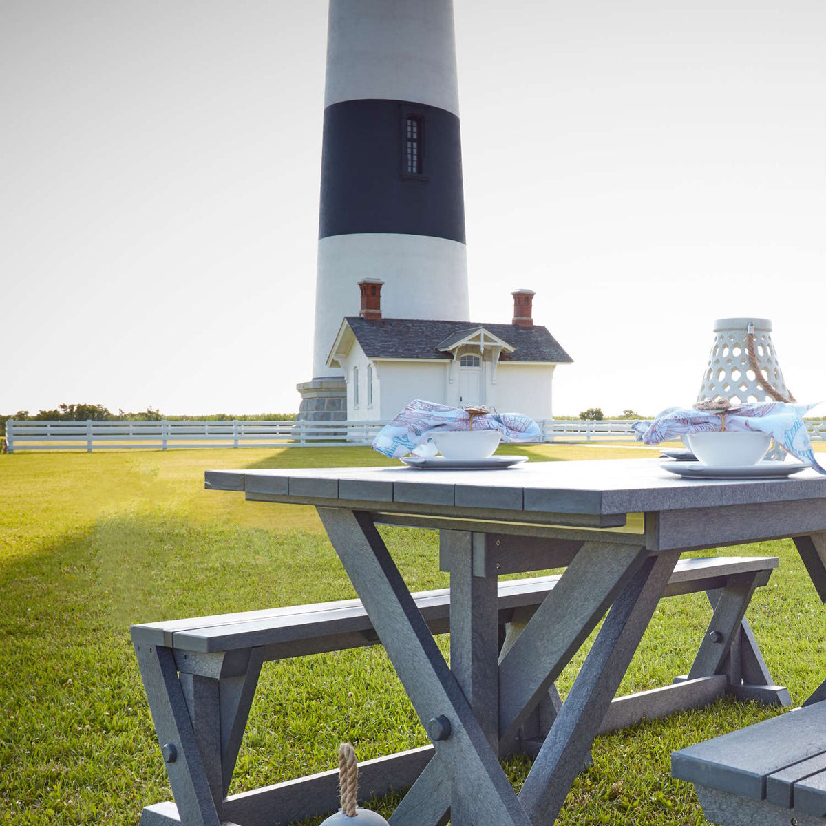 T203 Harvest Wide Dining Table w/2" Umbrella Hole