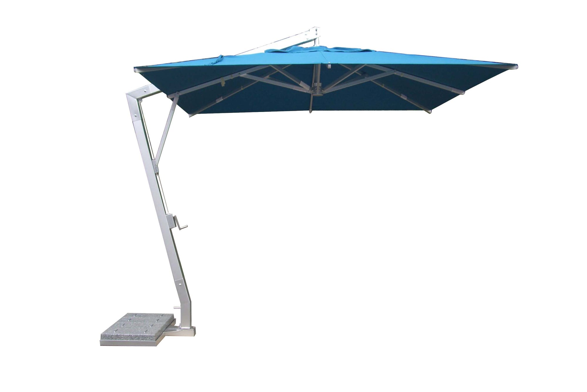 10' Square Cantilever Alum Umbrella, Single Vent w/Canopy & Granite Base