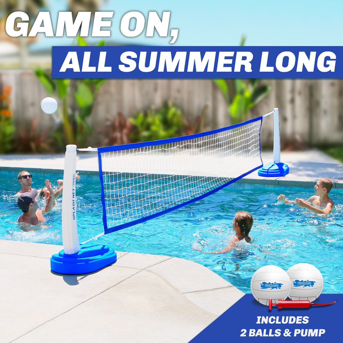 GoSports Splash Net Pro pool volleyball blue