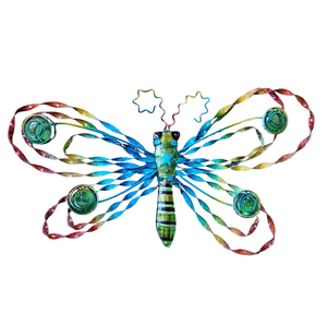 Wall Art Iron & Glass Rainbow Butterfly