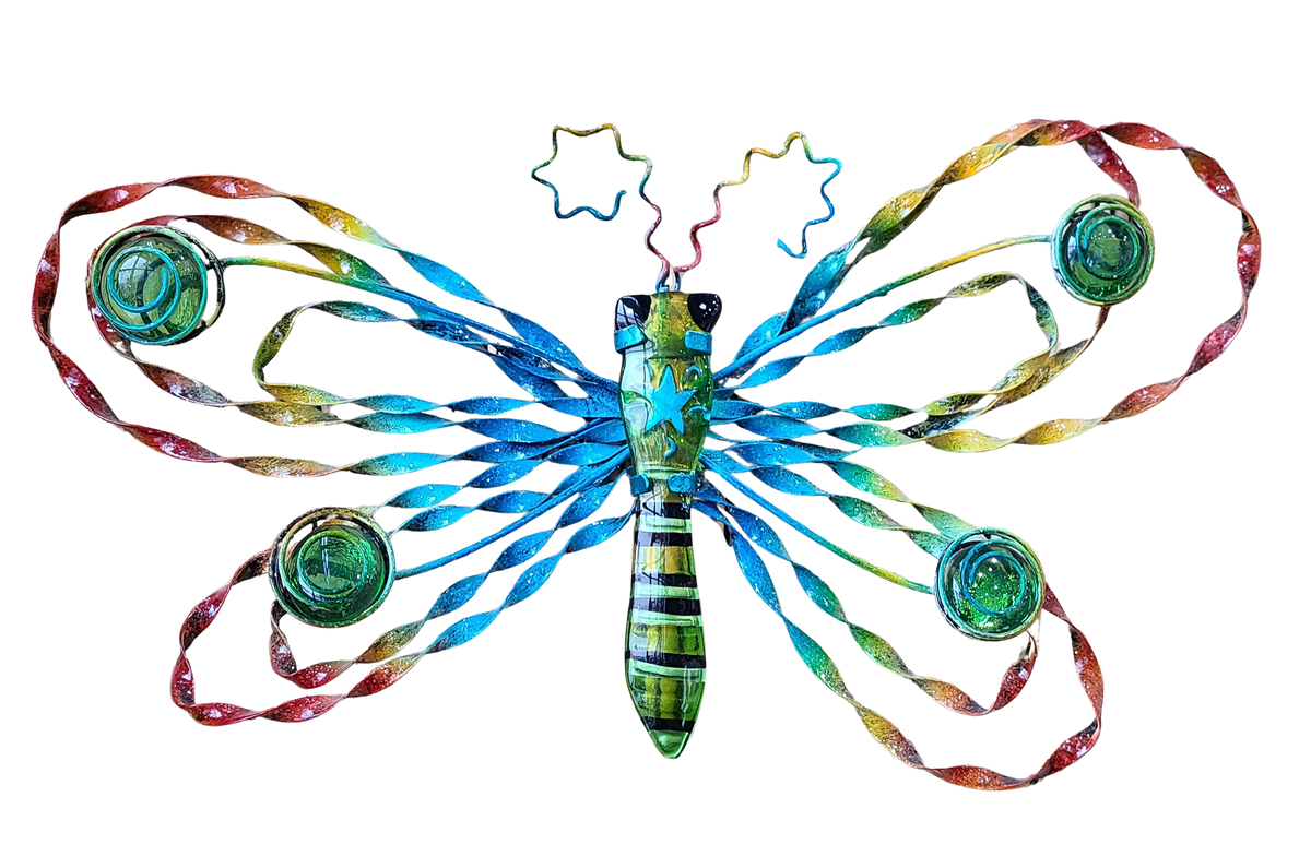 Wall Art Iron & Glass Rainbow Butterfly