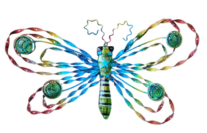 Wall Art Iron & Glass Rainbow Butterfly
