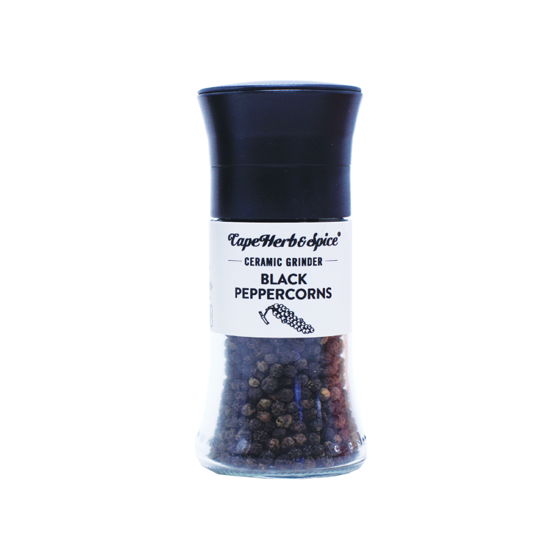 Black Peppercorns - Ceramic Grinder with Refill Pack