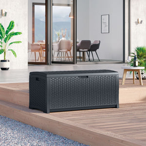 Suncast - 73 Gal. Resin Wicker Deck Box - Cyberspace
