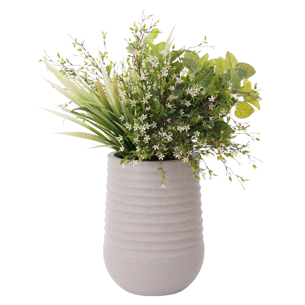 Outdoor Flower Arrangement in Grey Terrazzo Beige