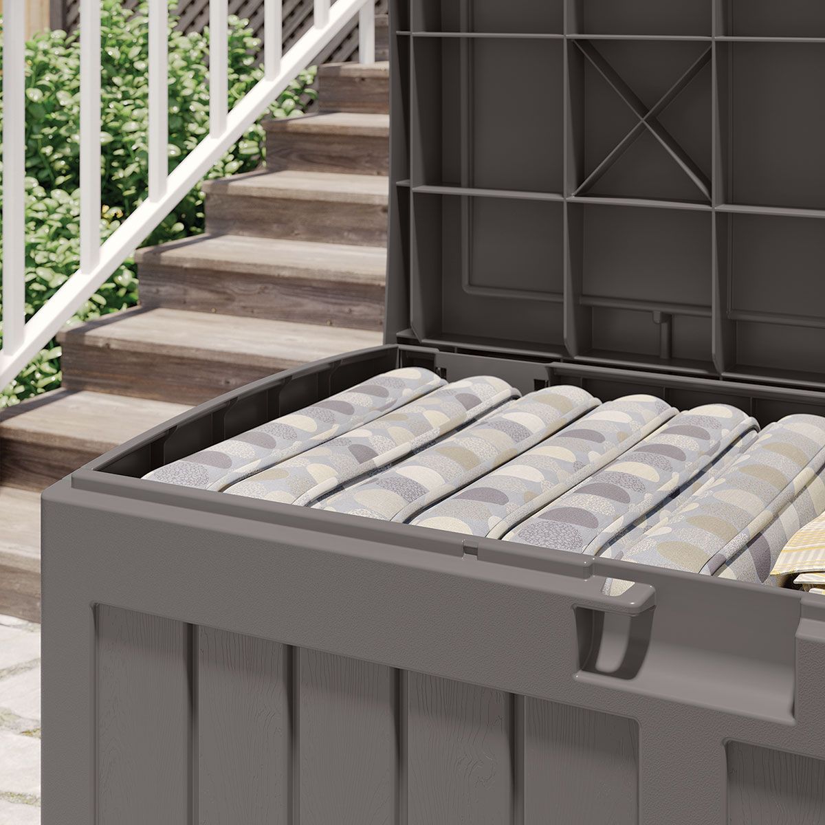 Suncast - 50 Gal. Medium Deck Box w/Seat - Stoney