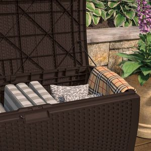 Suncast - 99 Gal. Resin Wicker Deck Box - Java