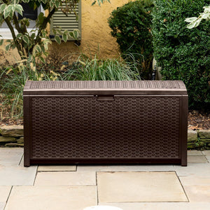 Suncast - 99 Gal. Resin Wicker Deck Box - Java