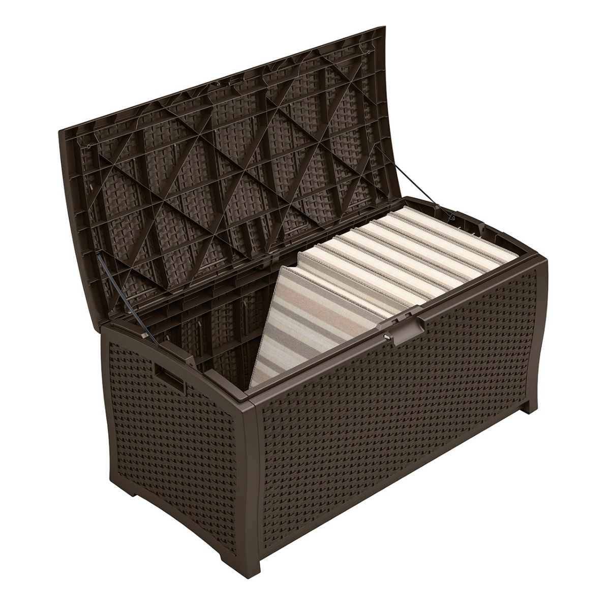 Suncast - 99 Gal. Resin Wicker Deck Box - Java | Wicker Land Patio ...