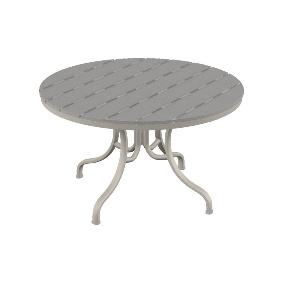 Rustic Polymer 48" Round Black Frame Cape Grey Table Top