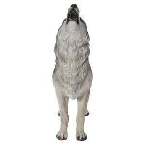 Standing howling gray wolf statue