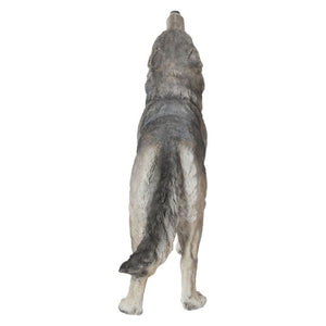 Standing howling gray wolf statue