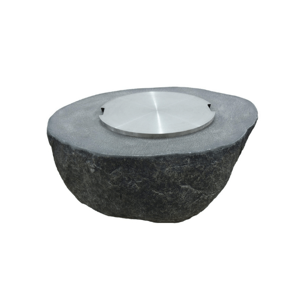 Elementi 29 inch round stainless steel lid on Fiery Rock