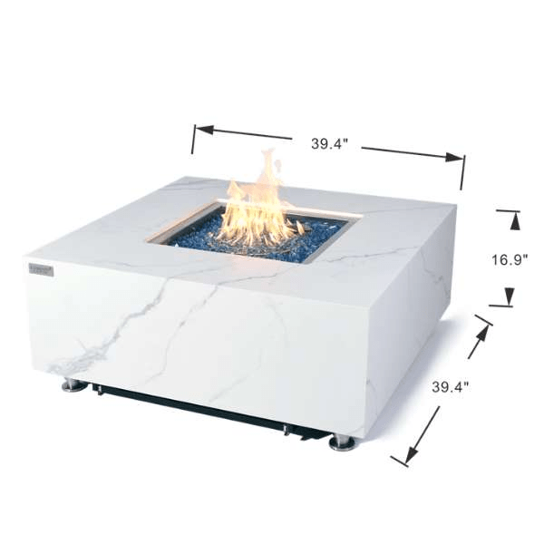 Elementi Bianco white marble porcelain fire table