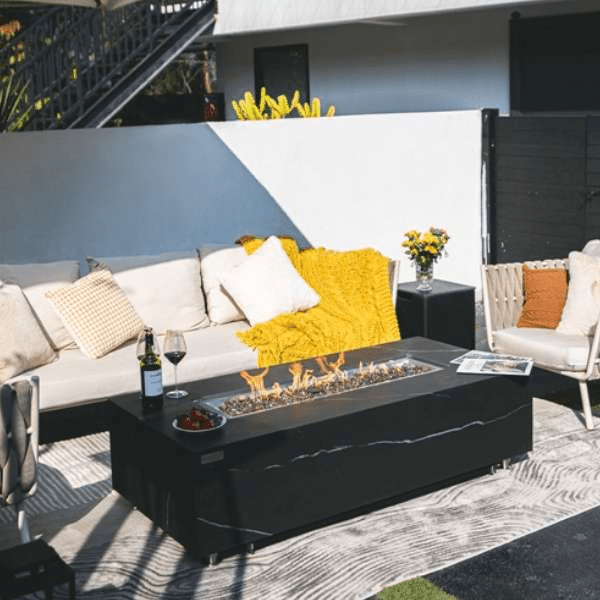 Elementi Varna black marble porcelain fire table