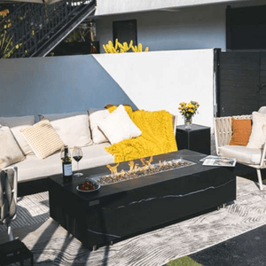 Elementi Varna black marble porcelain fire table