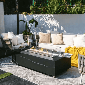 Elementi Varna black marble porcelain fire table