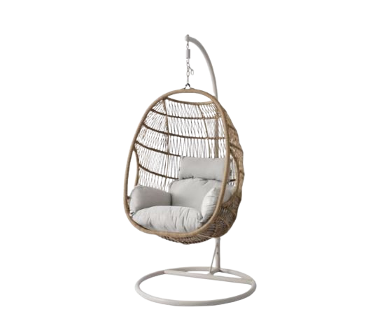 Swing Chair with Waterproof Cushion - Brown / Taupe Frame / Light Gray Cushion