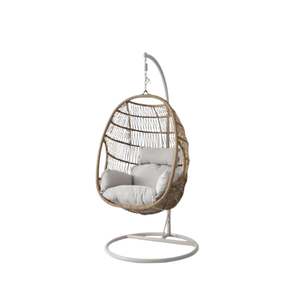 Swing Chair with Waterproof Cushion - Brown / Taupe Frame / Light Gray Cushion