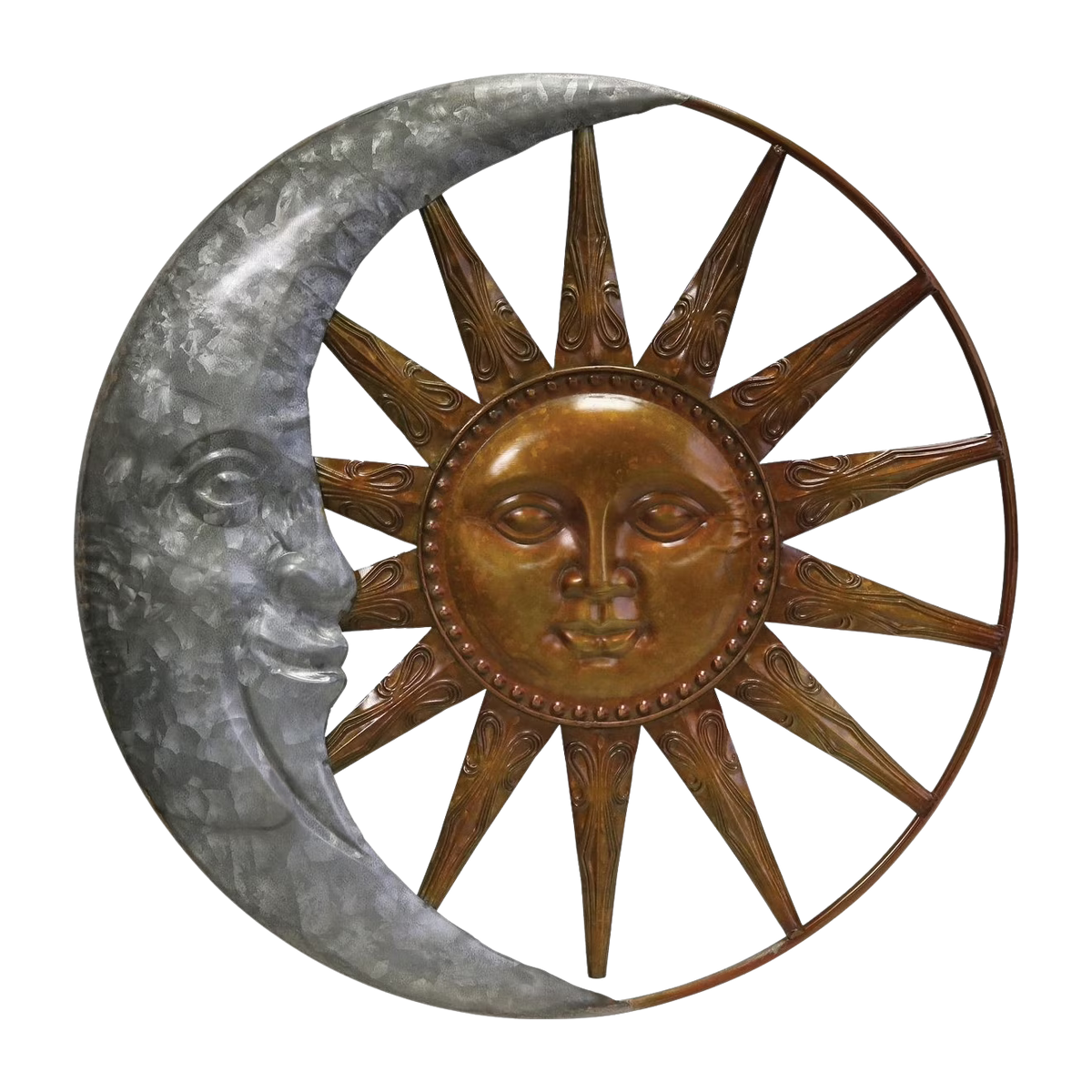 Galvanized Sun and Moon Wall Decor