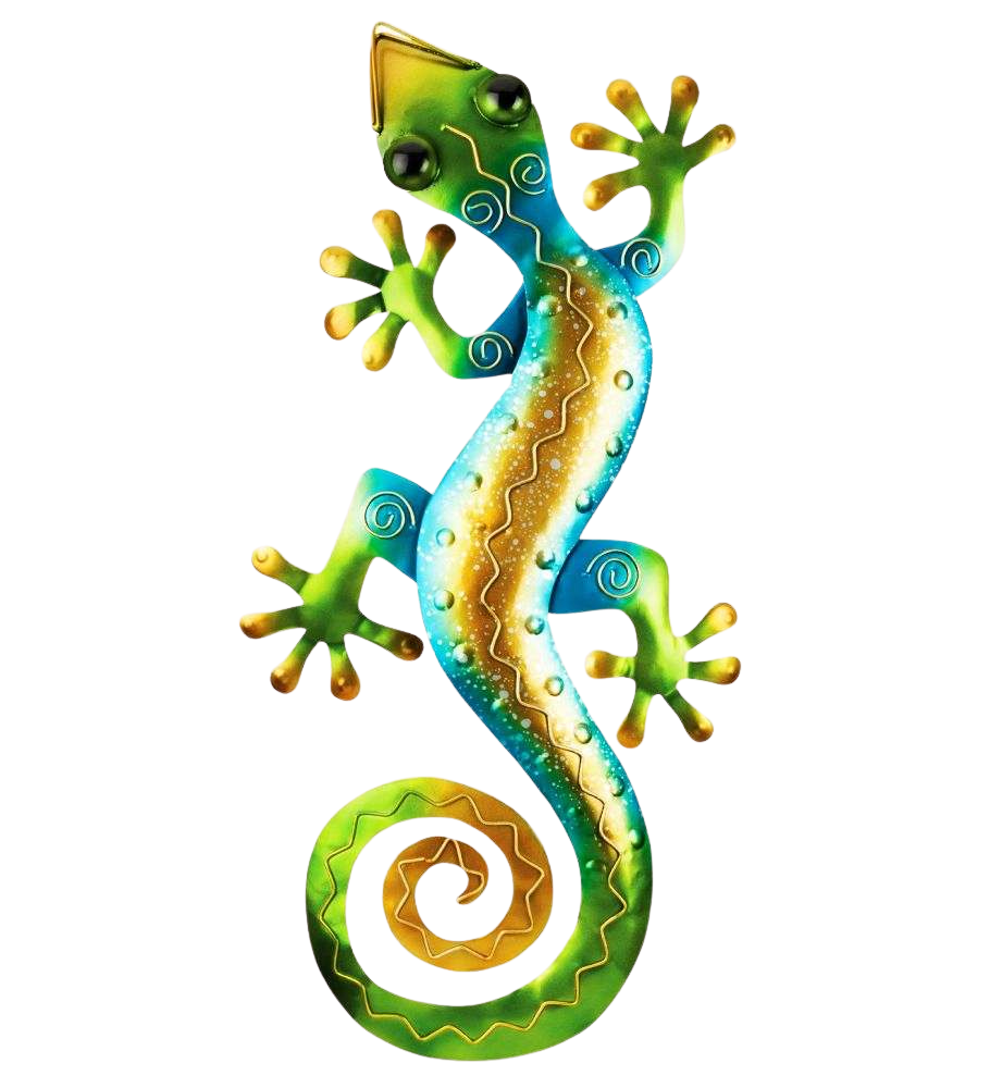 Gecko Wall Decor 29" Rainbow Green