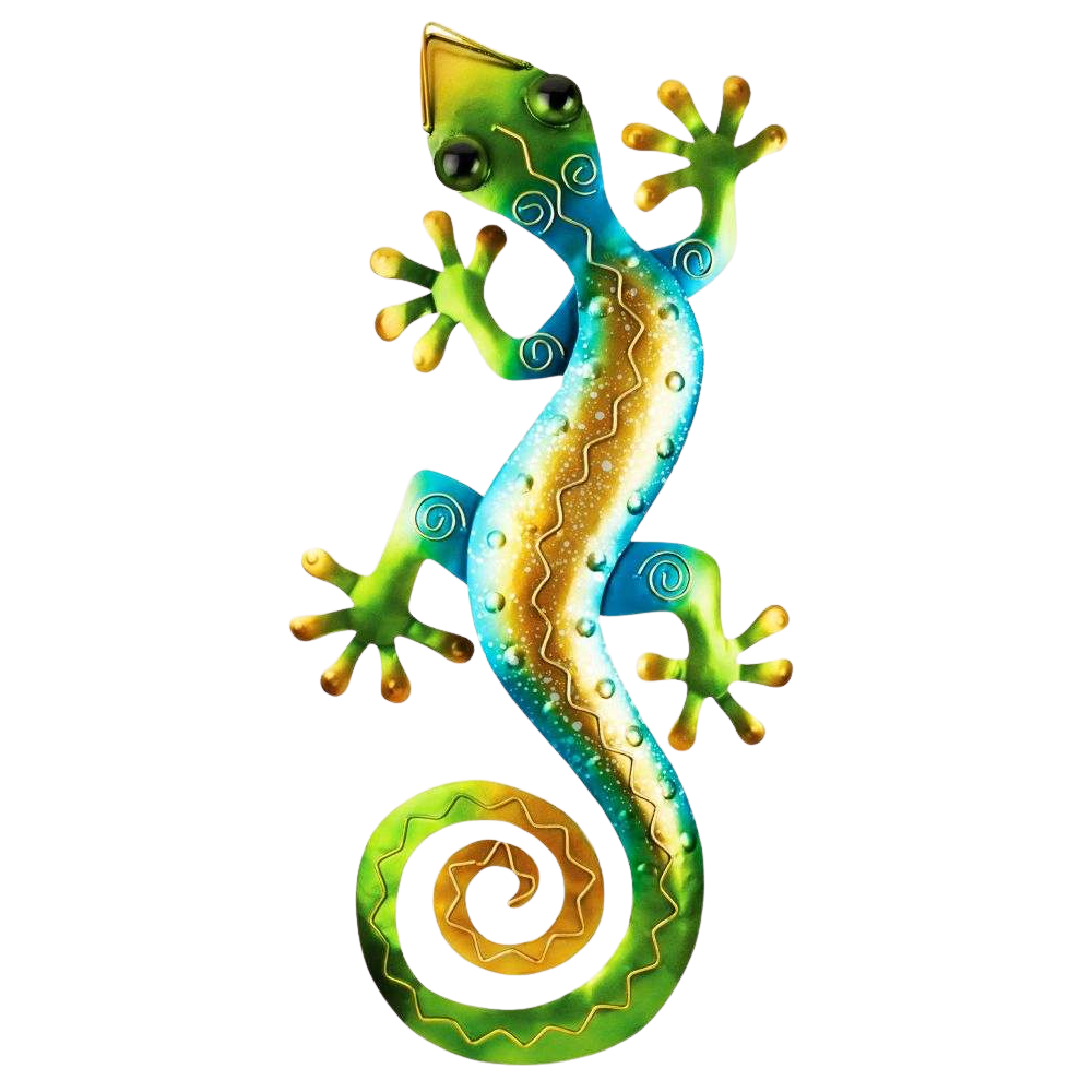 Gecko Wall Decor 29" Rainbow Green