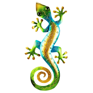 Gecko Wall Decor 29" Rainbow Green
