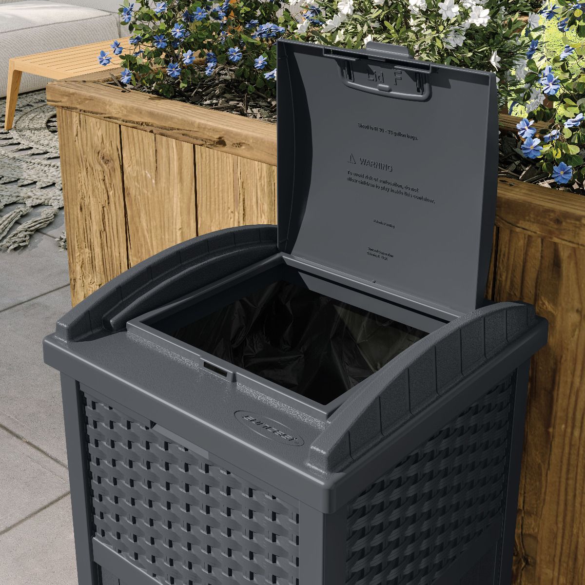 Suncast - Wicker Trash Hideaway - Cyberspace