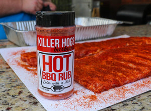 Killer Hogs Hot BBQ Rub on ribs