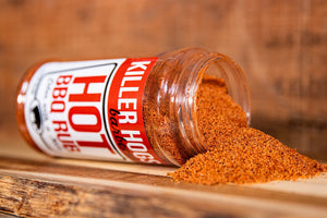 Killer Hogs Hot BBQ Rub in use