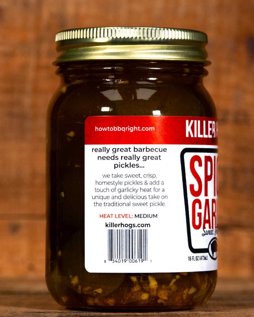 Killer Hogs Spicy Sweet Garlic Pickles side
