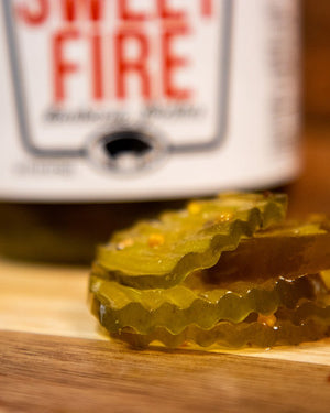 Killer Hogs Sweet Fire Pickles served