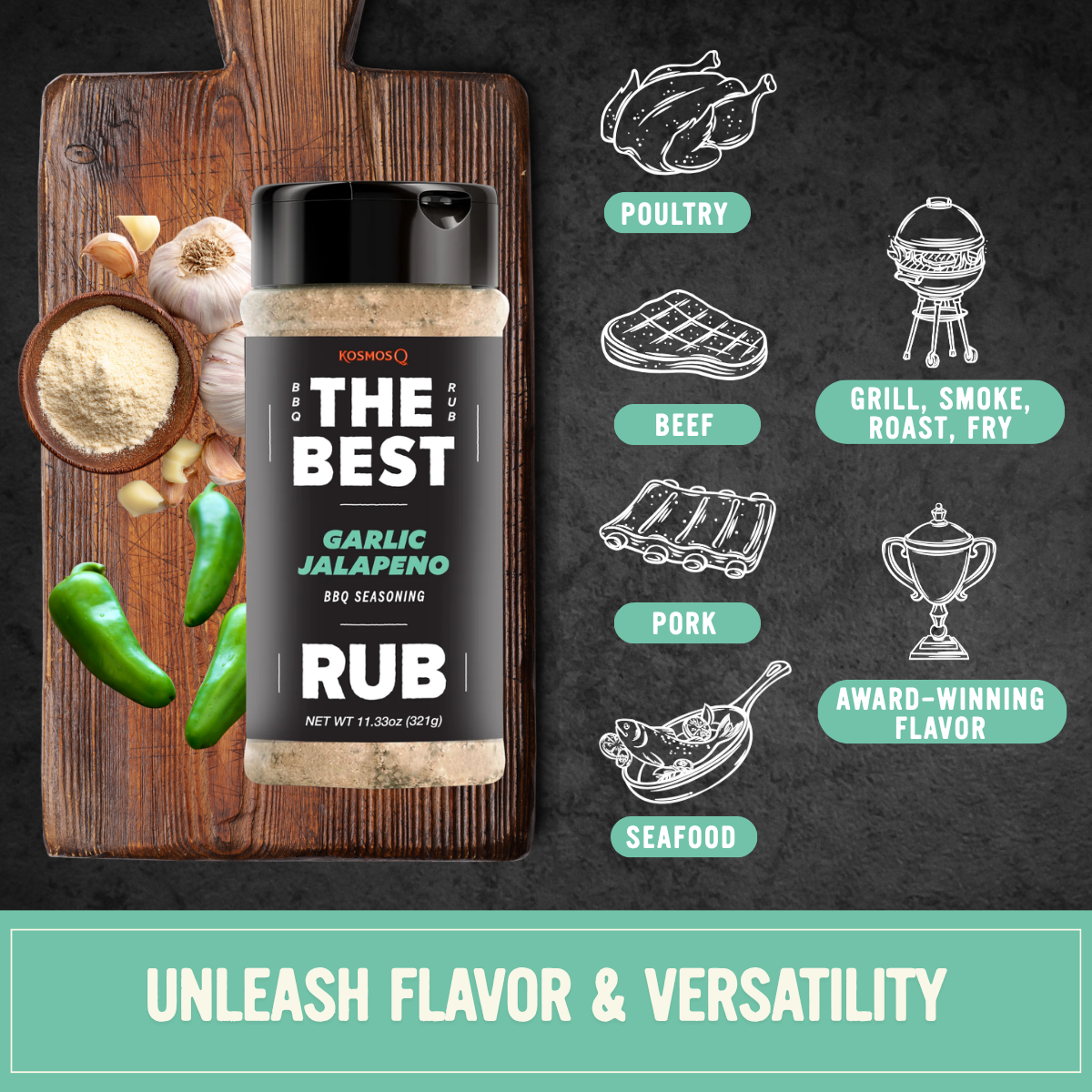 Kosmos Q The Best Garlic Jalapeno Rub
